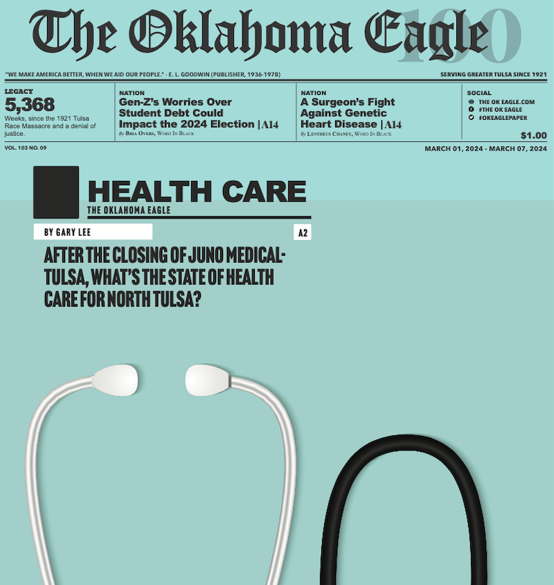 Juno, Juni Medical, Tulsa Healthcare, Tulsa Public Schools, All-Black Towns, Black Towns, Oklahoma Black Towns, Historic Black Towns, Gary Lee, M. David Goodwin, James Goodwin, Ross Johnson, Sam Levrault, Kimberly Marsh, John Neal, African American News, Black News, African American Newspaper, Black Owned Newspaper, The Oklahoma Eagle, The Eagle, Black Wall Street, Tulsa Race Massacre, 1921 Tulsa Race Massacre