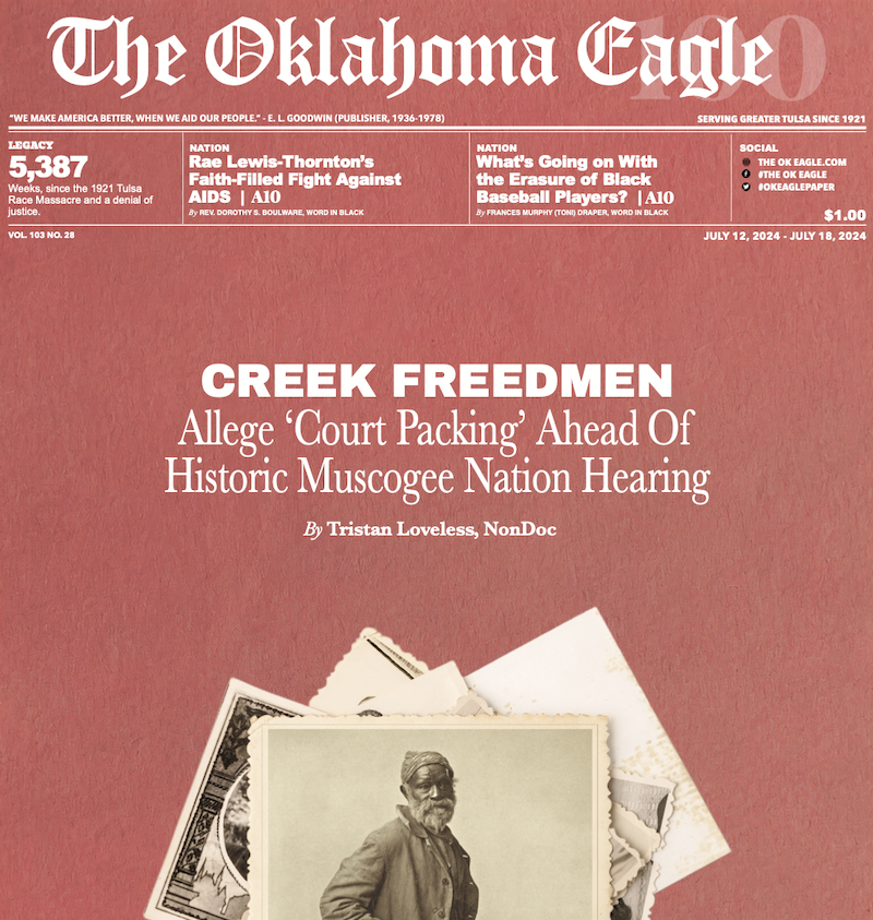 Creek Nation, All-Black Towns, Black Towns, Oklahoma Black Towns, Historic Black Towns, Gary Lee, M. David Goodwin, James Goodwin, Ross Johnson, Sam Levrault, Kimberly Marsh, John Neal, African American News, Black News, African American Newspaper, Black Owned Newspaper, The Oklahoma Eagle, The Eagle, Black Wall Street, Tulsa Race Massacre, 1921 Tulsa Race Massacre